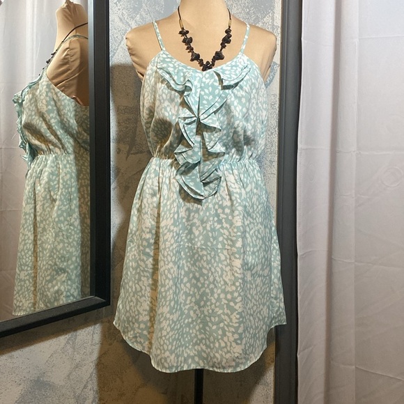 Forever 21 Blue w White Print Sleeveless Midi Dress size M - Picture 2 of 7